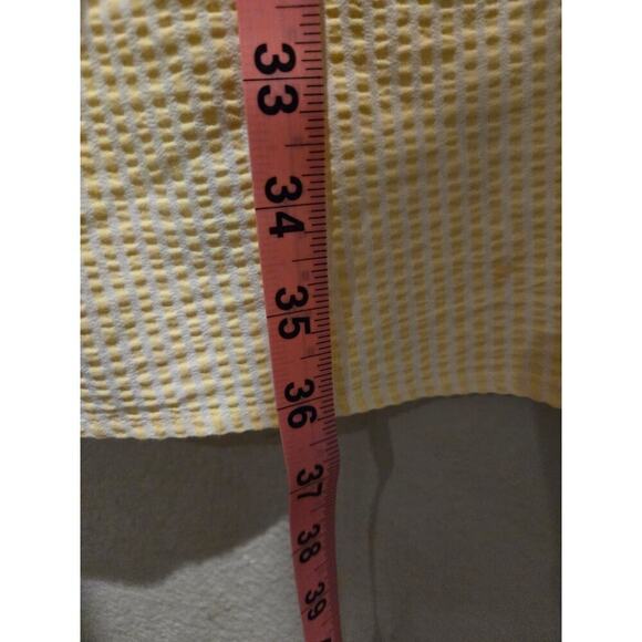 Koton Women's Yellow Striped Romper Dress Lemon Embroidery 10 Preppy Seersucker - Picture 10 of 12